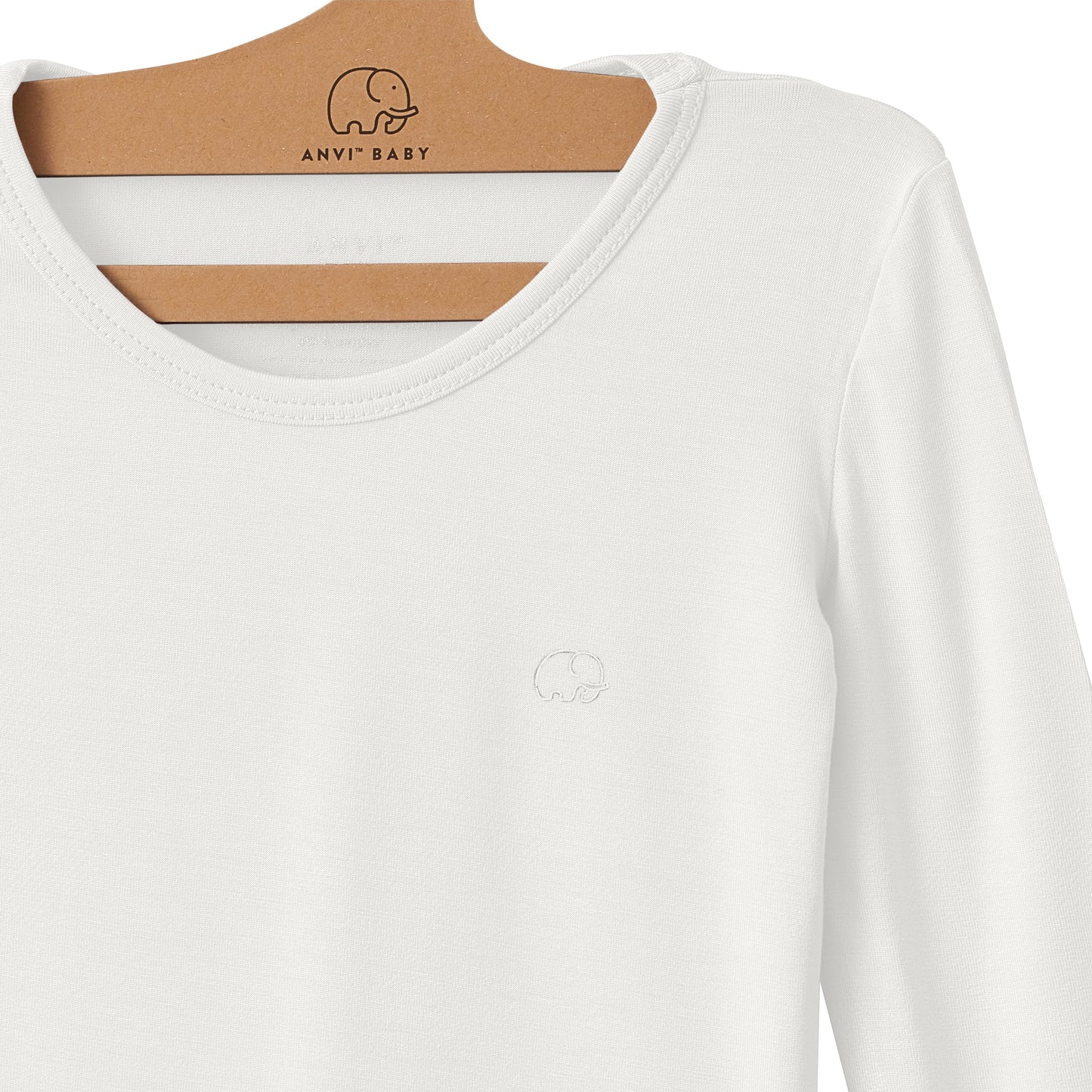 Anvi Baby PJs - White - hanging close up