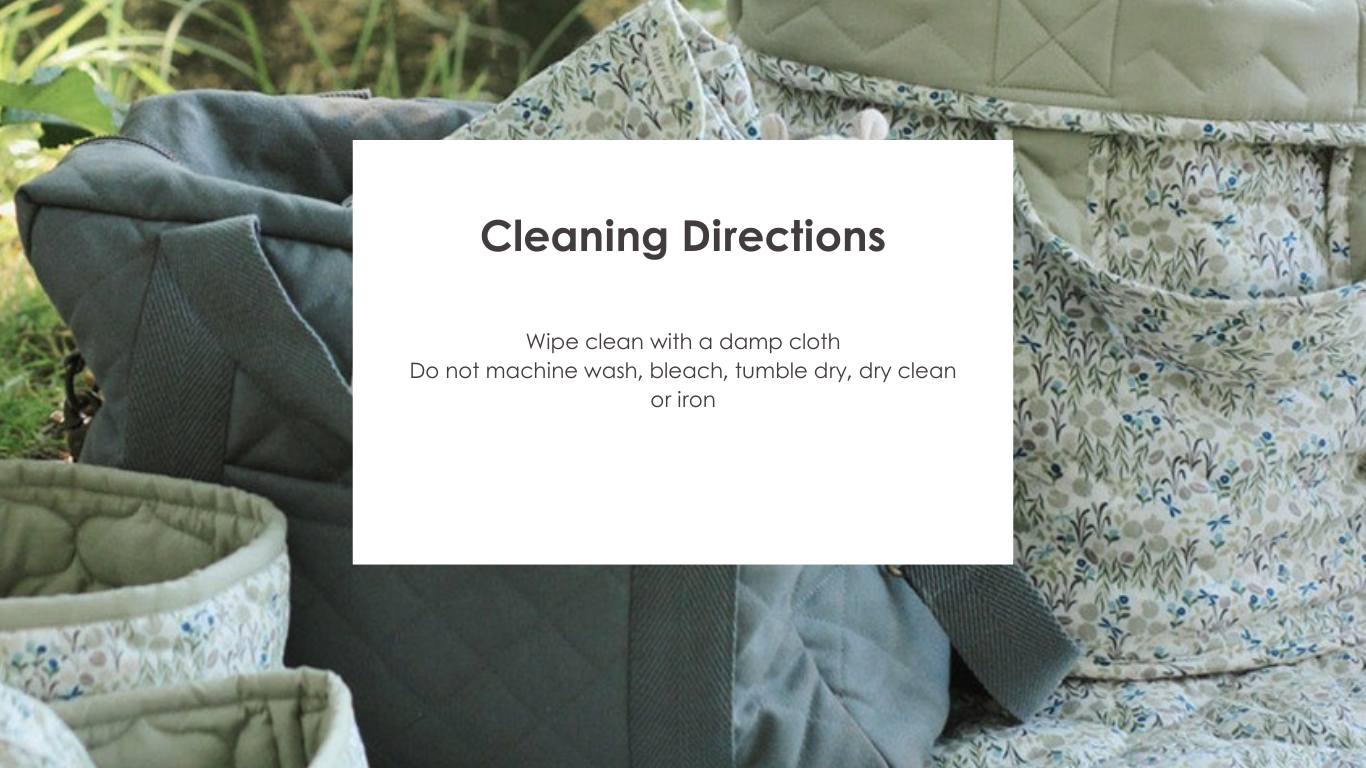 Avery Row - Changing Nappy Bag (Flint) - cleaning directions