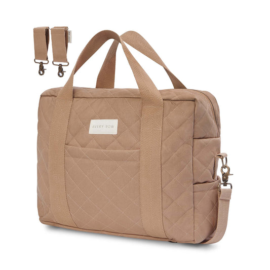 Avery Row - Baby Changing Bag (Latte) - closed with clips no background - changing bag - baby changing bag designer - the best changing diaper bag