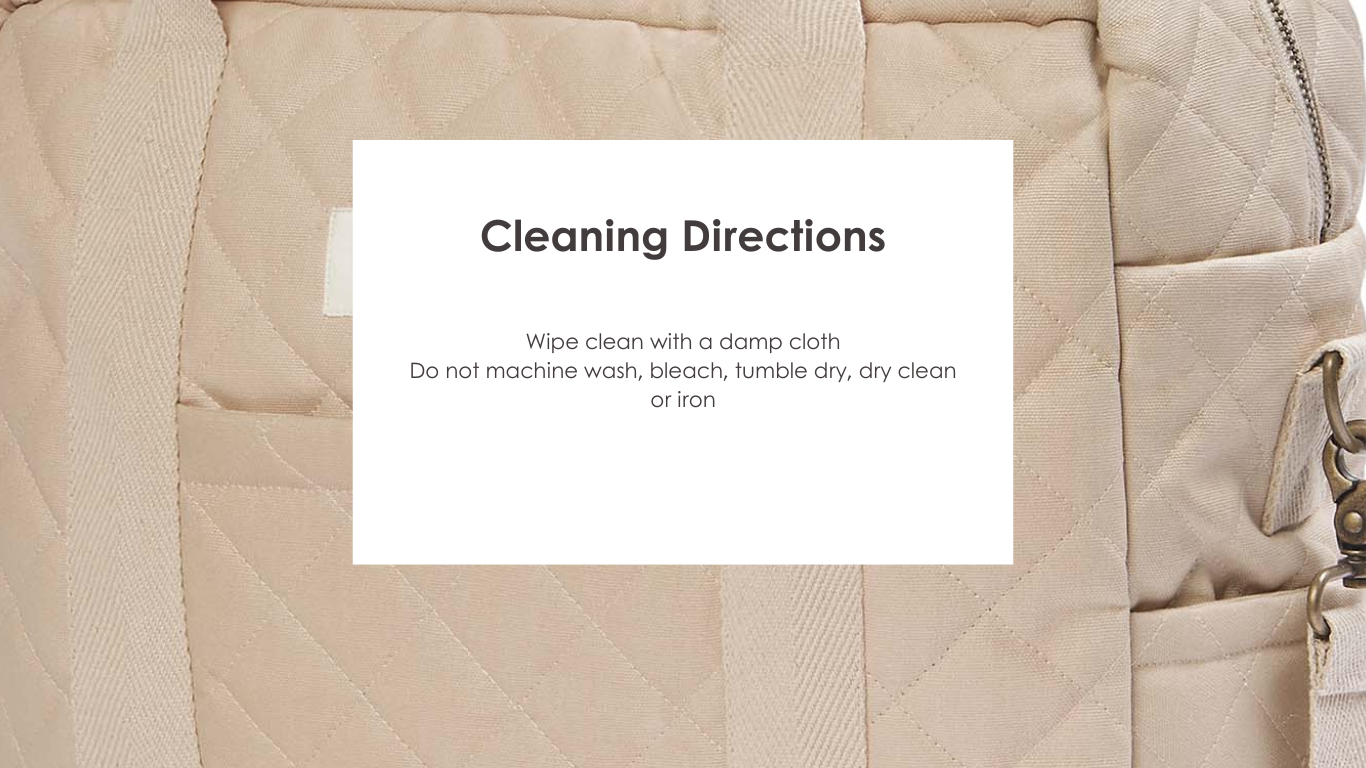 Avery Row - Baby Changing Bag (Natural) - cleaning instructions