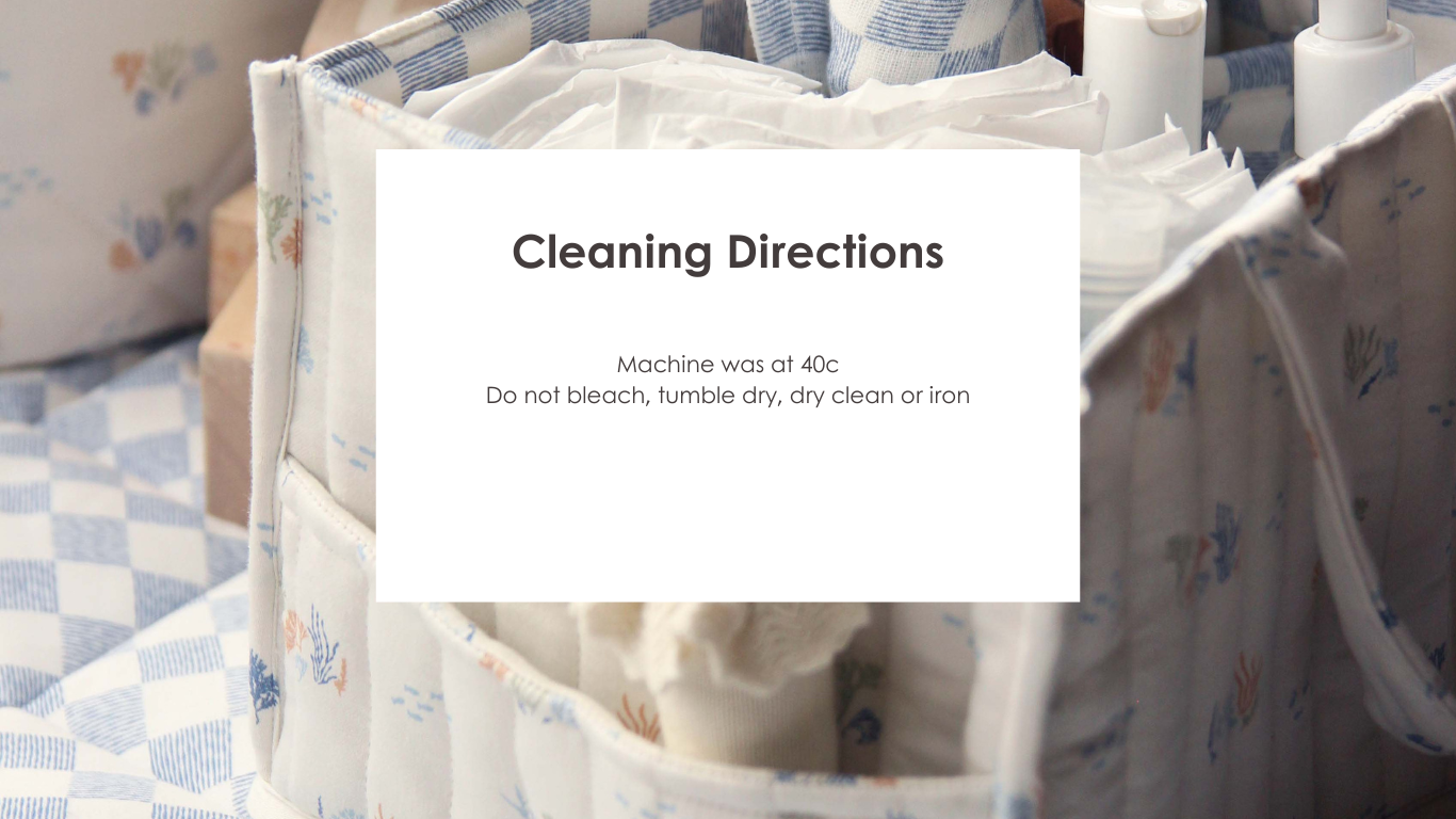 Avery Row - Nappy Caddy (Coastline) - cleaning instructions