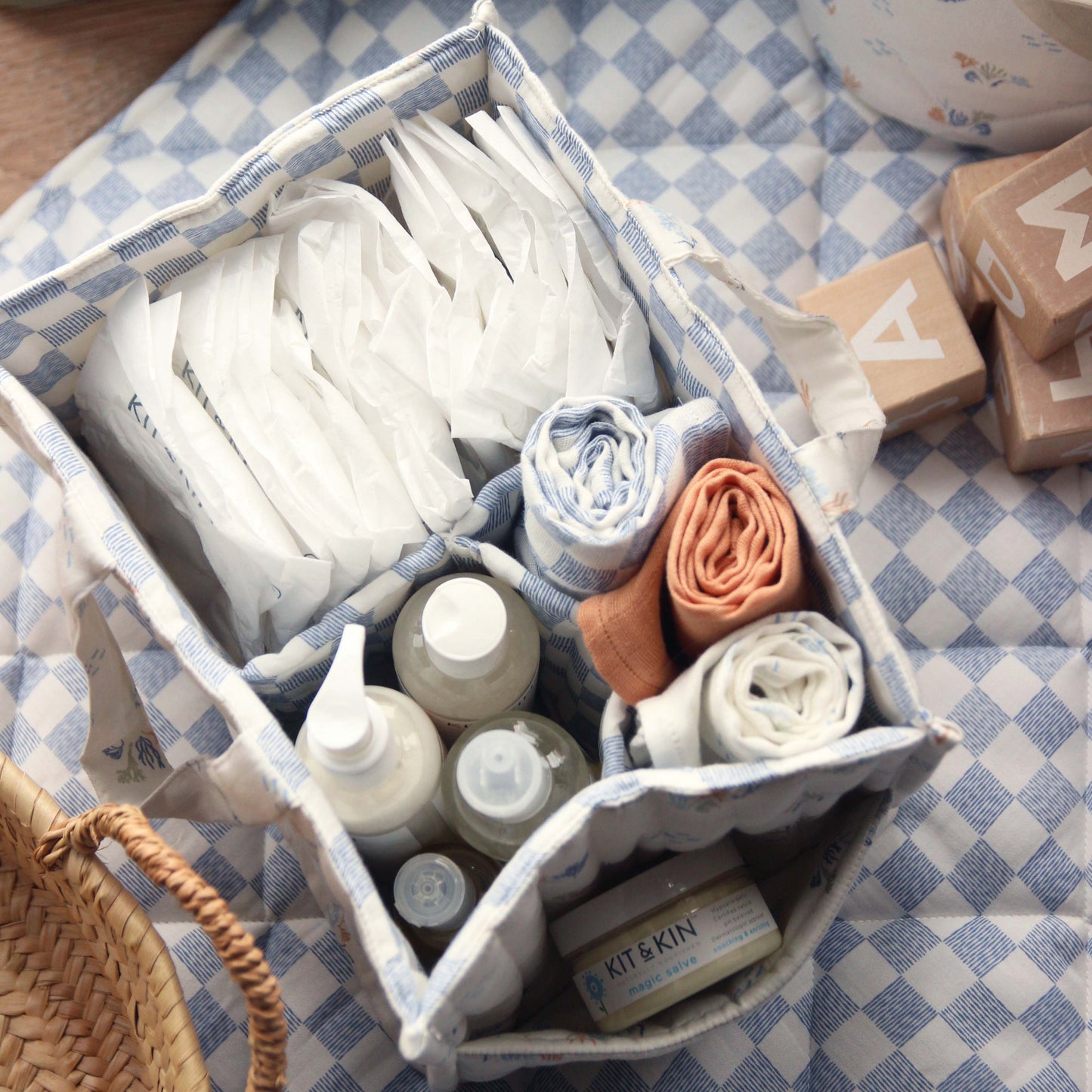 Avery Row - Nappy Caddy (Coastline) - stock photo inside - baby changing basket