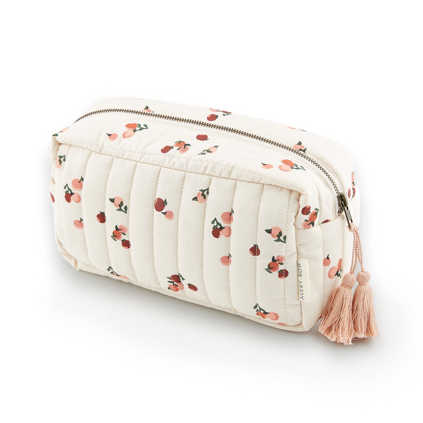 Avery Row - Wash Bag (Peaches) - closed no background - quilted toiletry bag