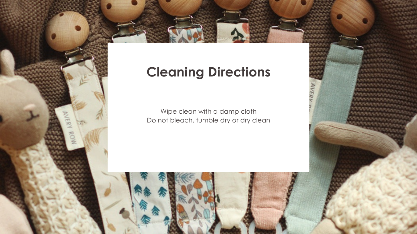 Avery Row - Dummy Clips - cleaning instructions