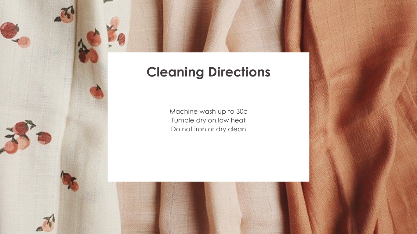 Avery Row - Muslin Squares (Peaches) - cleaning directions