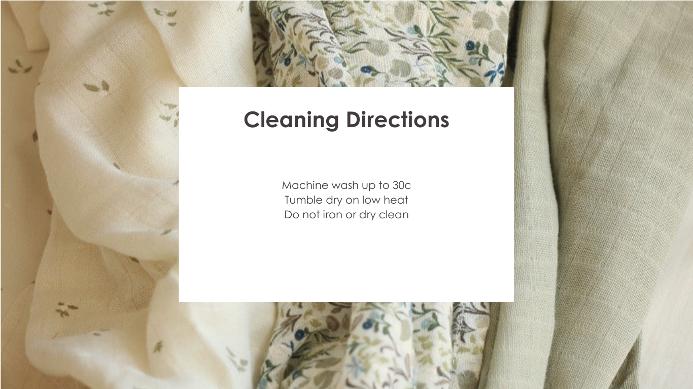Avery Row - Muslin Squares (Riverbank) - cleaning directions
