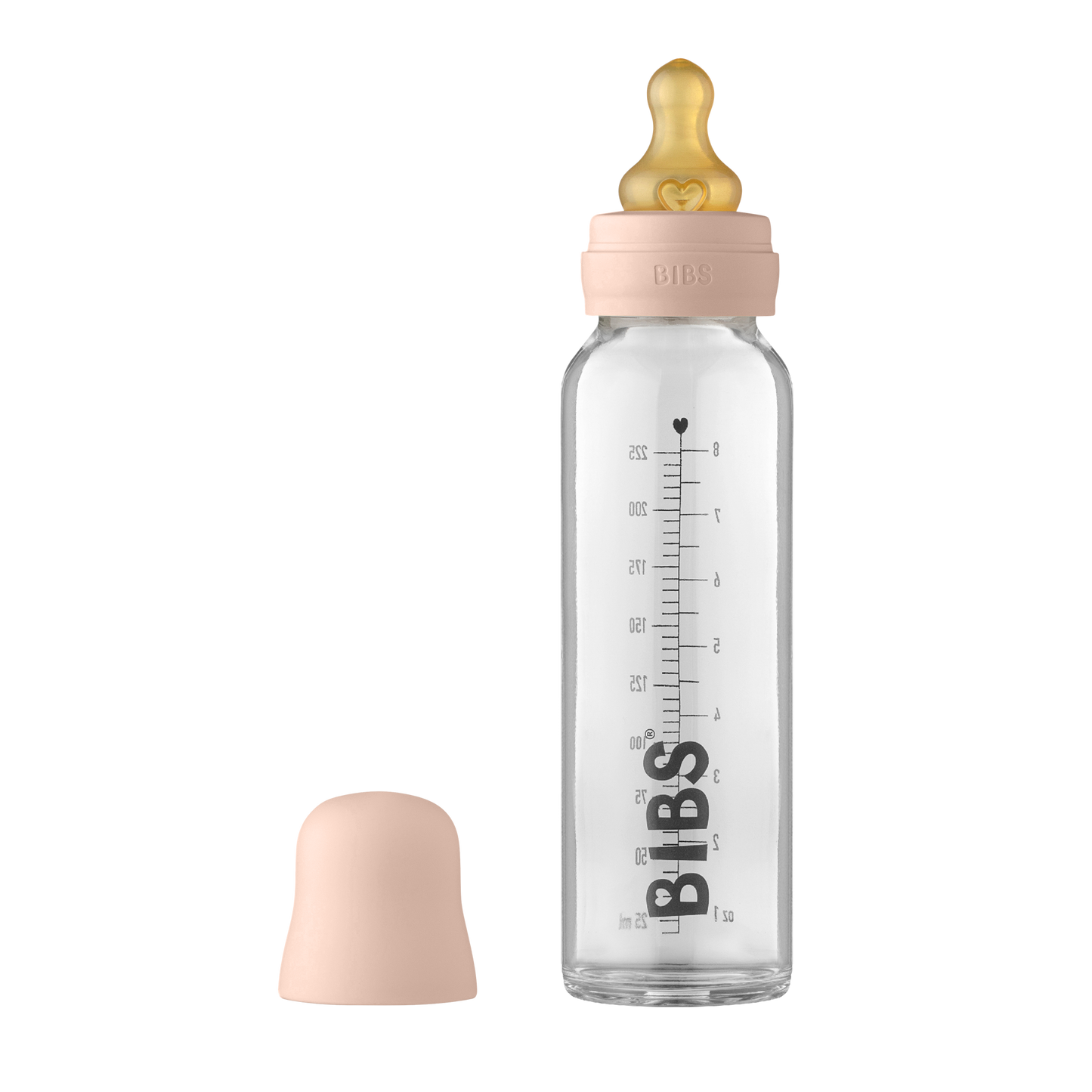 BIBS baby bottle BLUSH 225ml - bottle - bibs uk - baby glass bottle