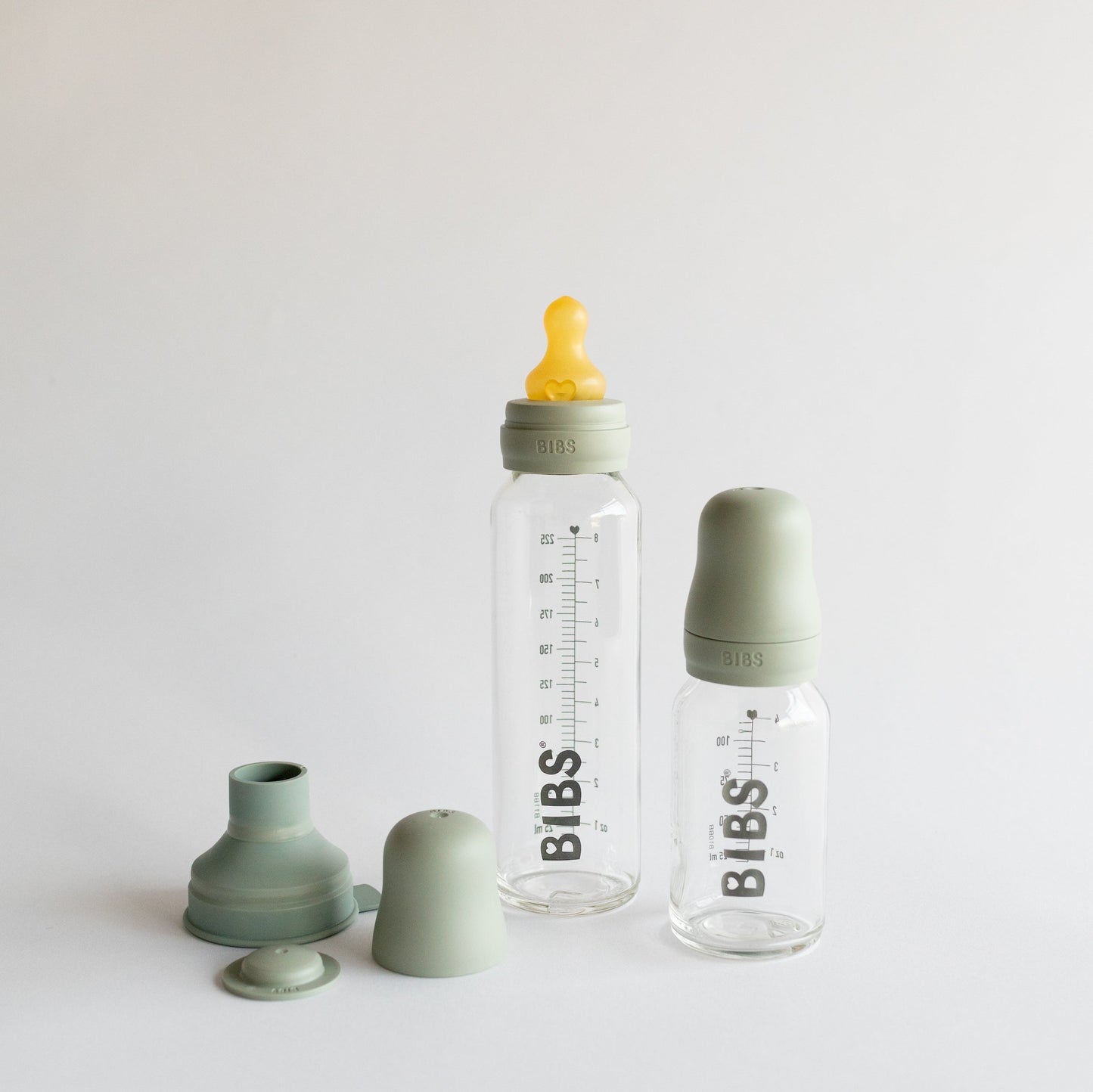BIBS baby bottle SAGE 225ml - little and large - glass baby bottles