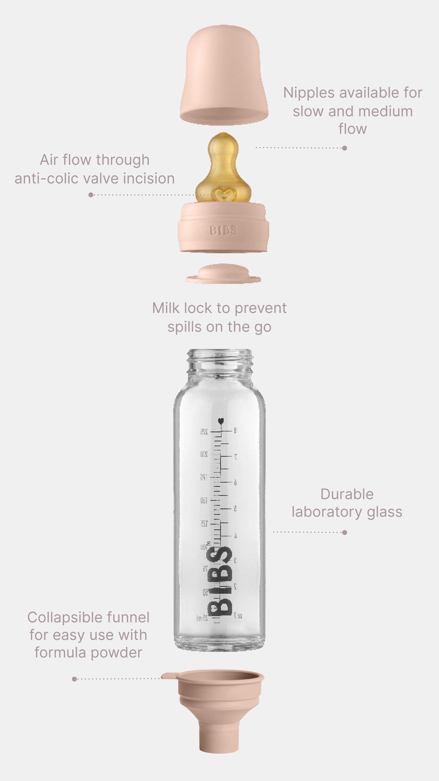 BIBS baby bottle benefits overview - glass baby bottles