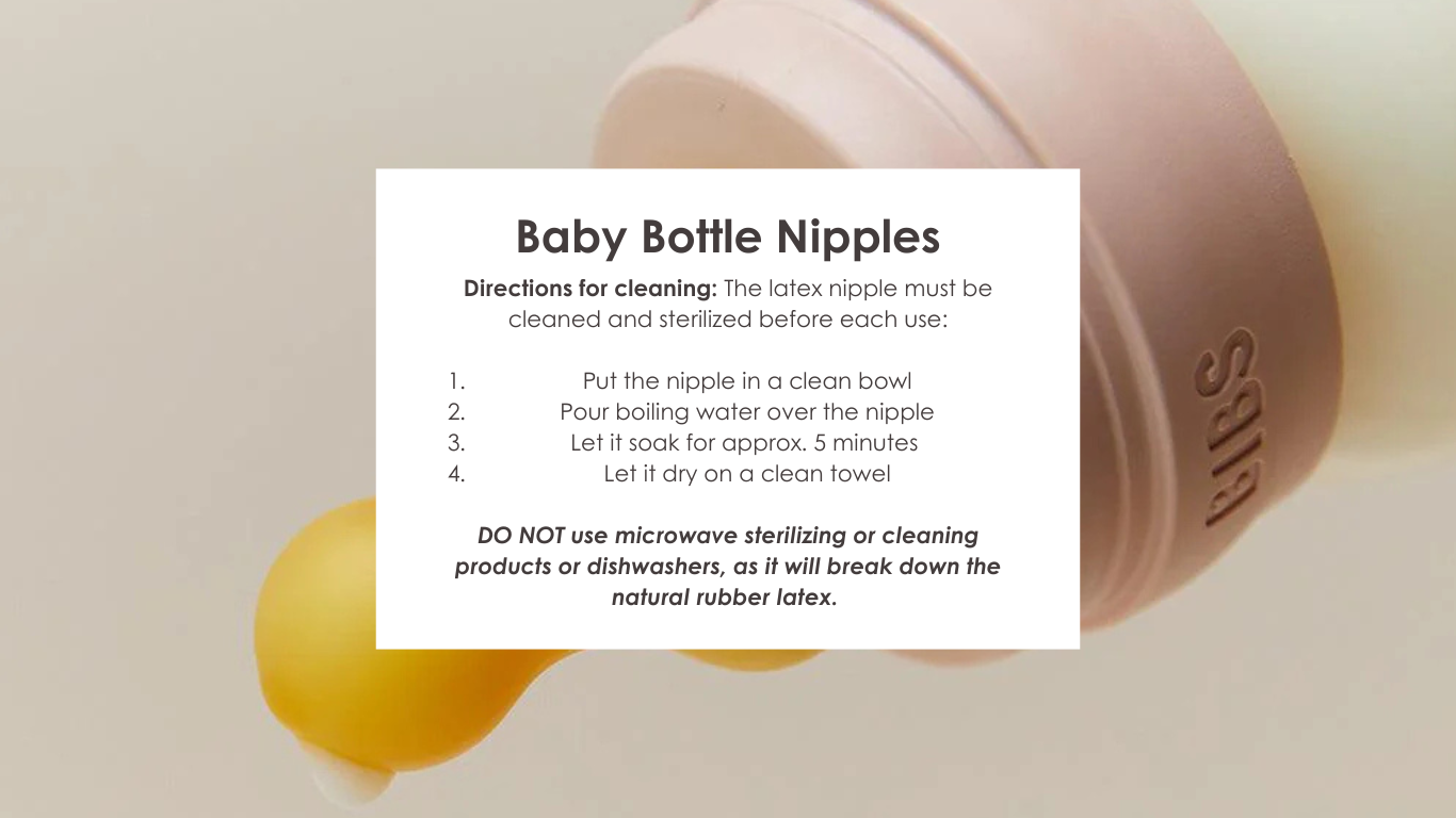 BIBS baby bottle nipple cleaning instructions