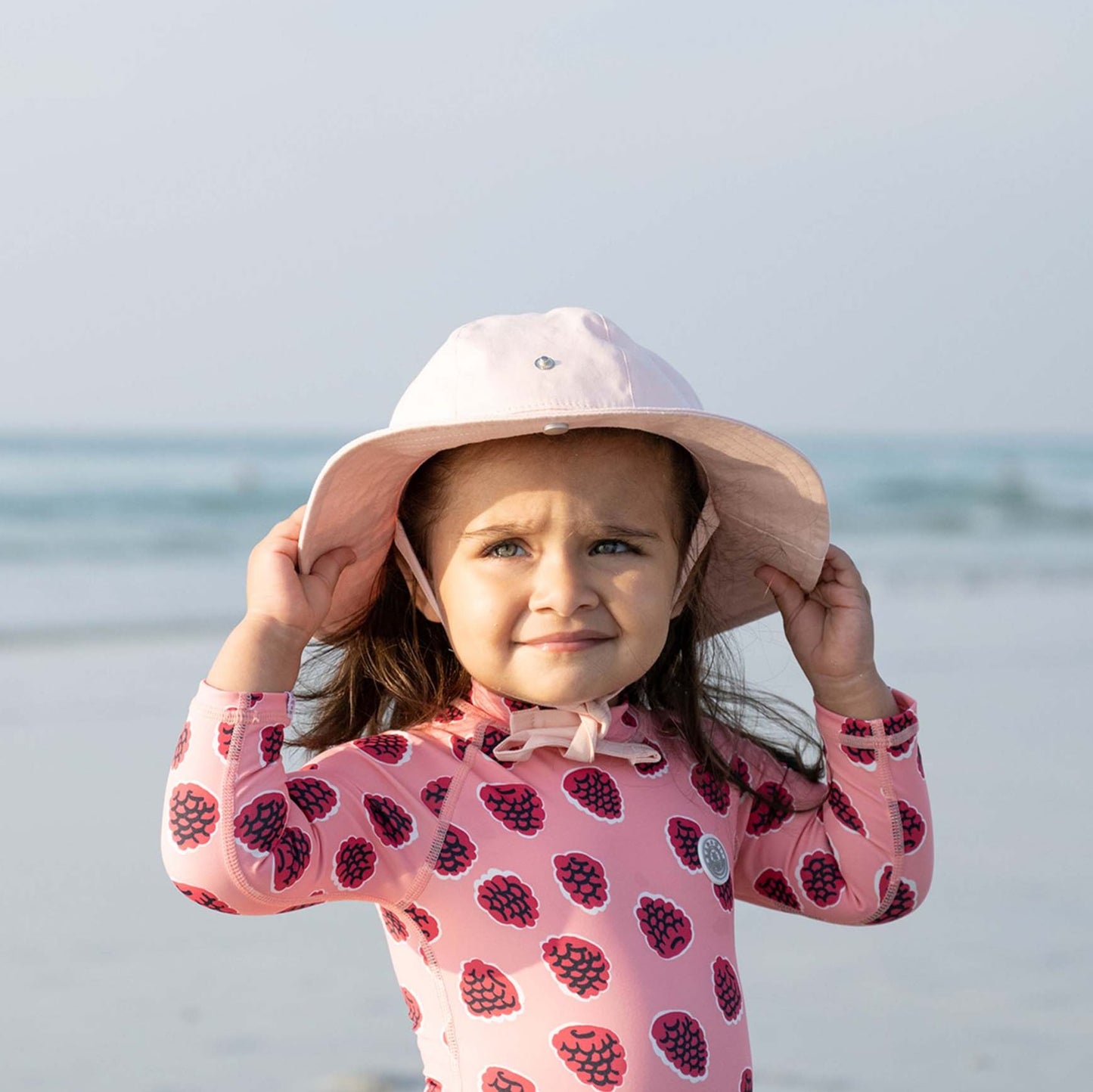 Badawii - Sun Hat (Summer Pink) - stock photo 2 - girl wide brimmed hat