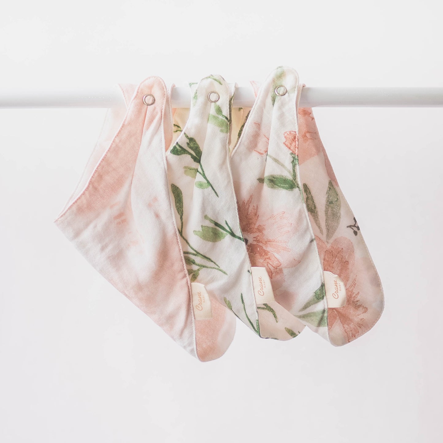 Crane Baby Bibs (Parker) - hanging - floral bib design