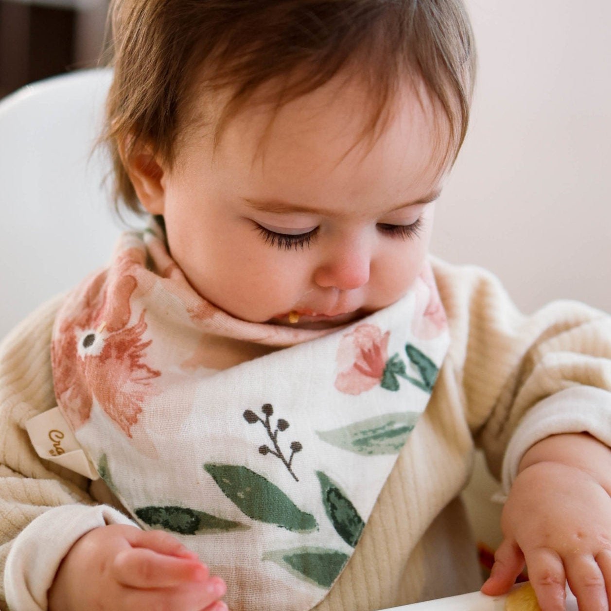 Crane Baby Bibs (Parker) - baby in bib 2 - floral bibs