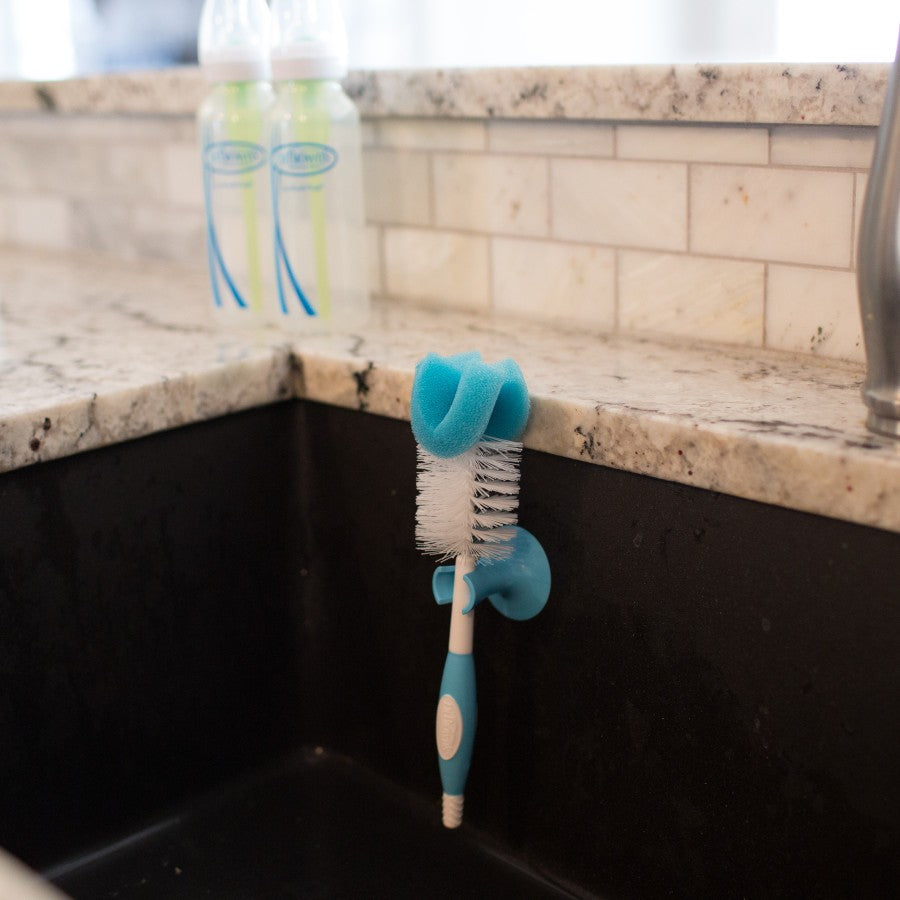 Dr Brown's Baby Bottle Brush (Blue) - side of sink