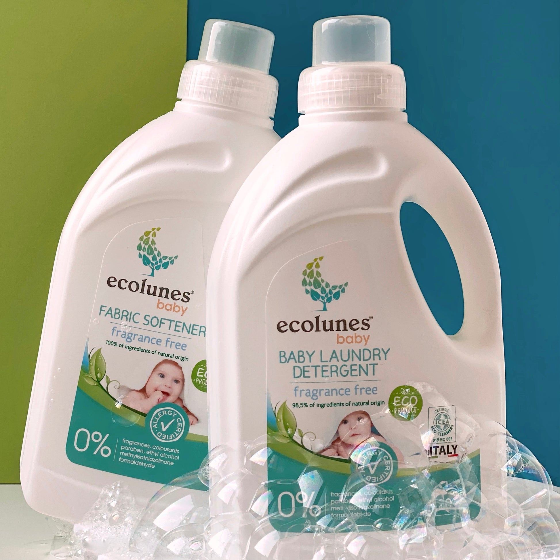 Ecolunes - Baby Fabric Softener & Laundry Detergent (Fragrance Free) - Laundry bundle 2 - baby clothes detergent  - baby washing soap