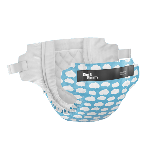 Kim & Kimmy Nappy (Little Clouds) - nappy no background - diapers - nappies