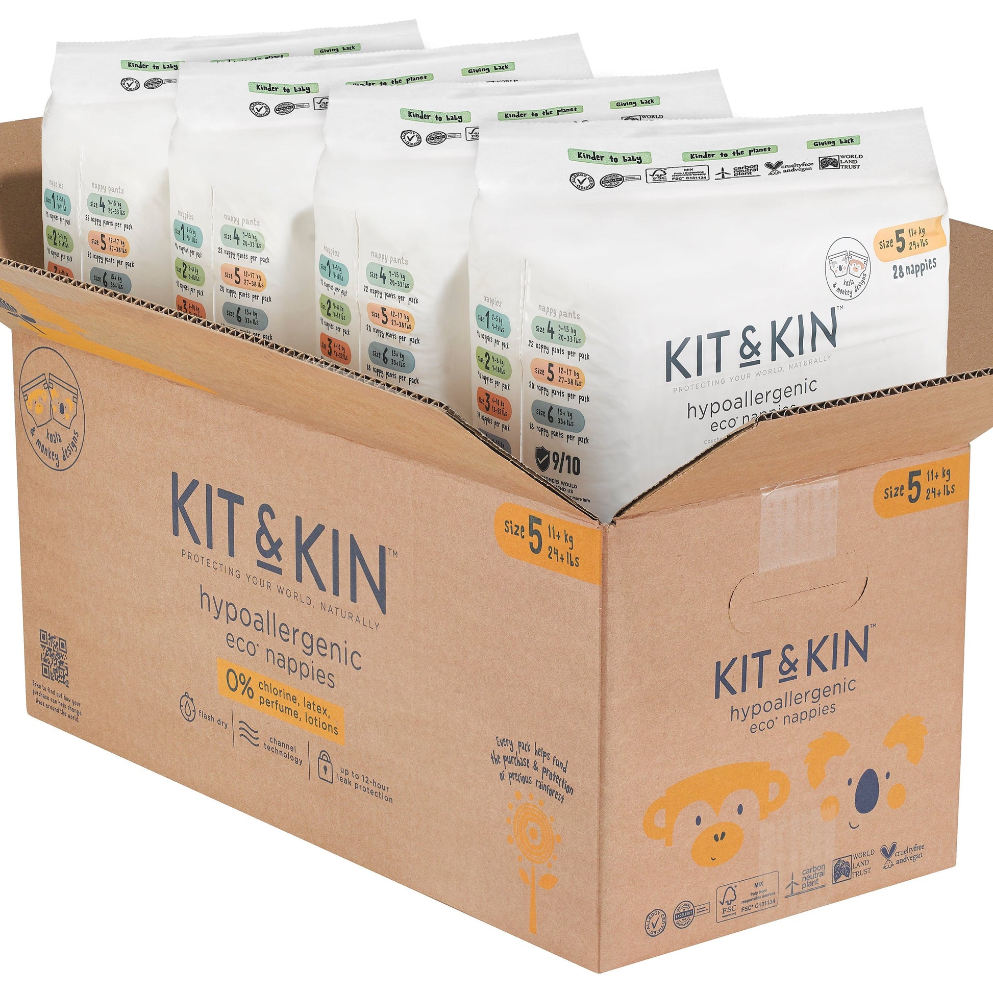 Kit & Kin - nappy size 5 - box bundle, biodegradable nappies