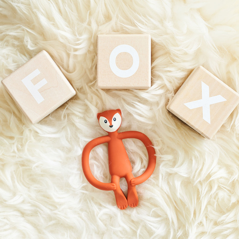 Matchstick Monkey - Animal Teether - Fudge Fox - fox wooden stacking block boxes