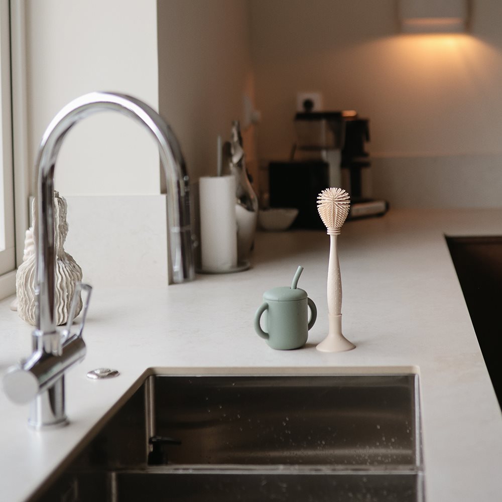Mushie - Baby Bottle Brush - in kitchen