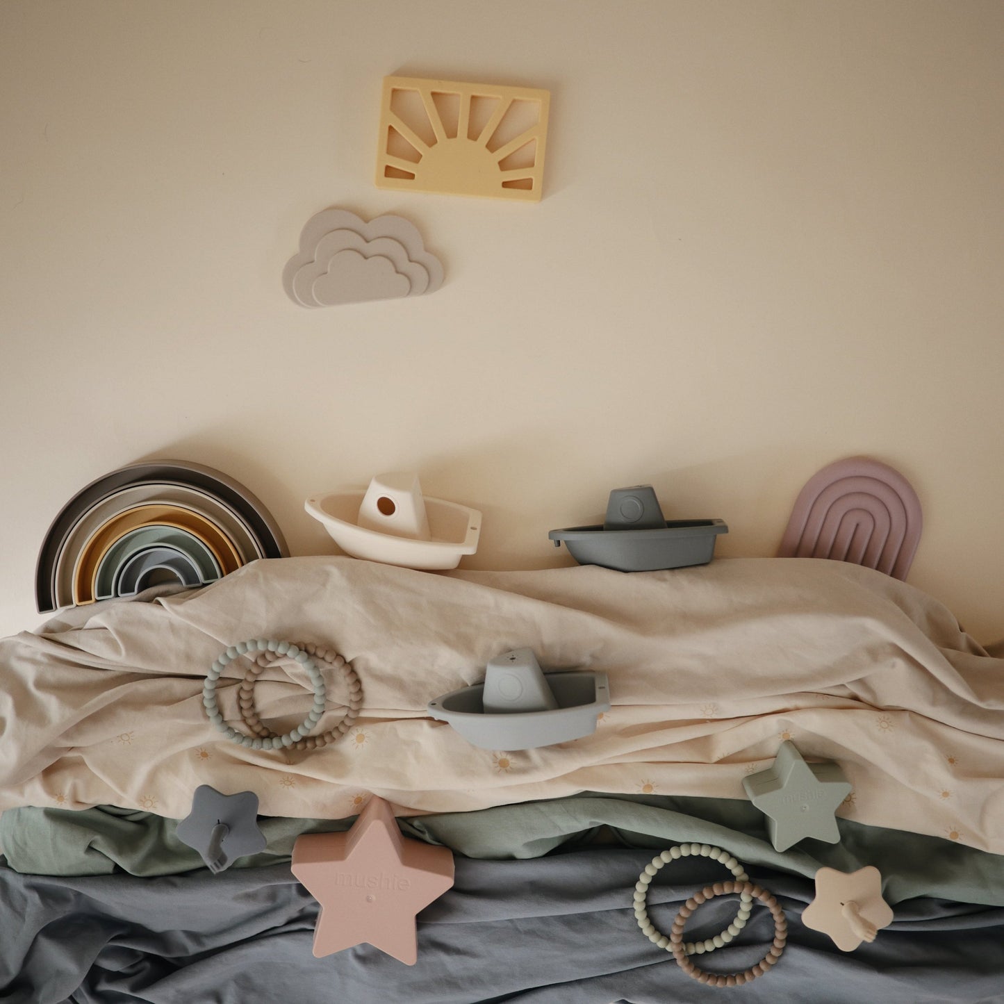 Mushie - Bath Boats - Rustic - play boats at sea creative products