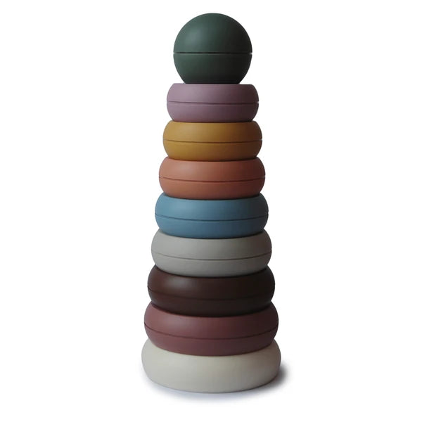 Mushie - Stacking Ring Tower - Rustic - colour tower