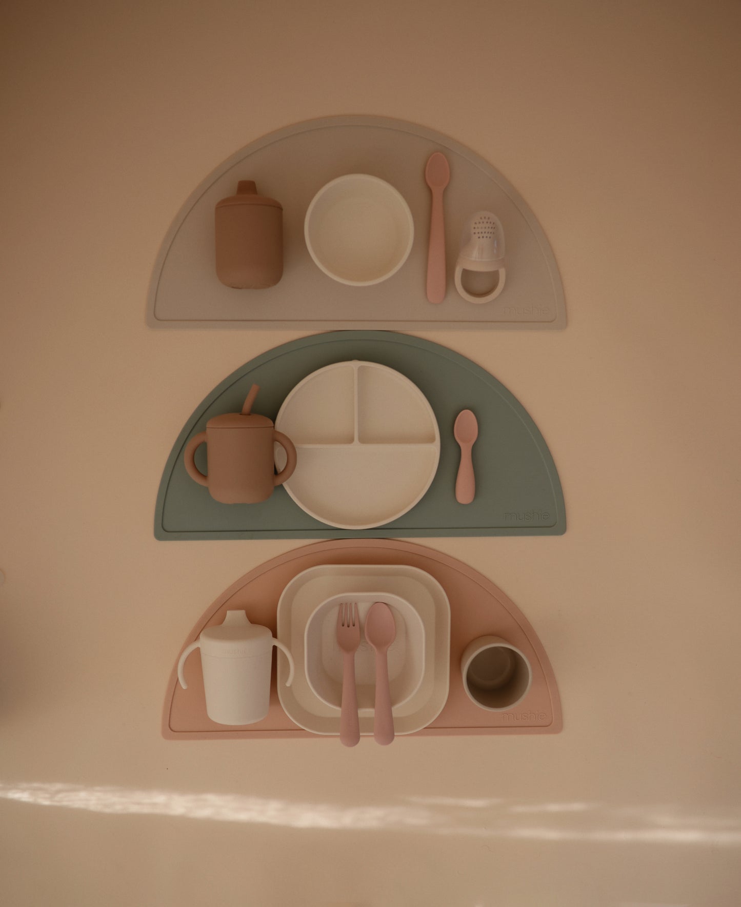 Mushie - Silicone Suction Plate - colour mix and match sippy cup, spoon, placemat for baby and toddler weaning - mushie bowls and plates