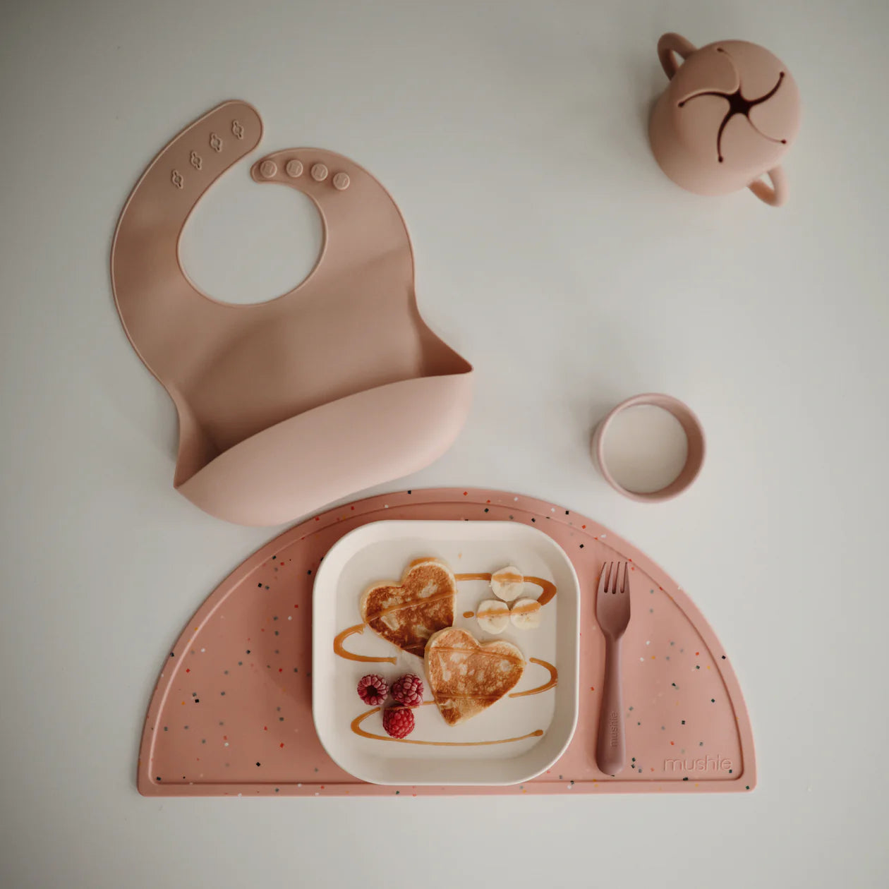 Mushie - Silicone Place Mat - Pink Confetti - collection - silicone mat - baby led weaning table mat