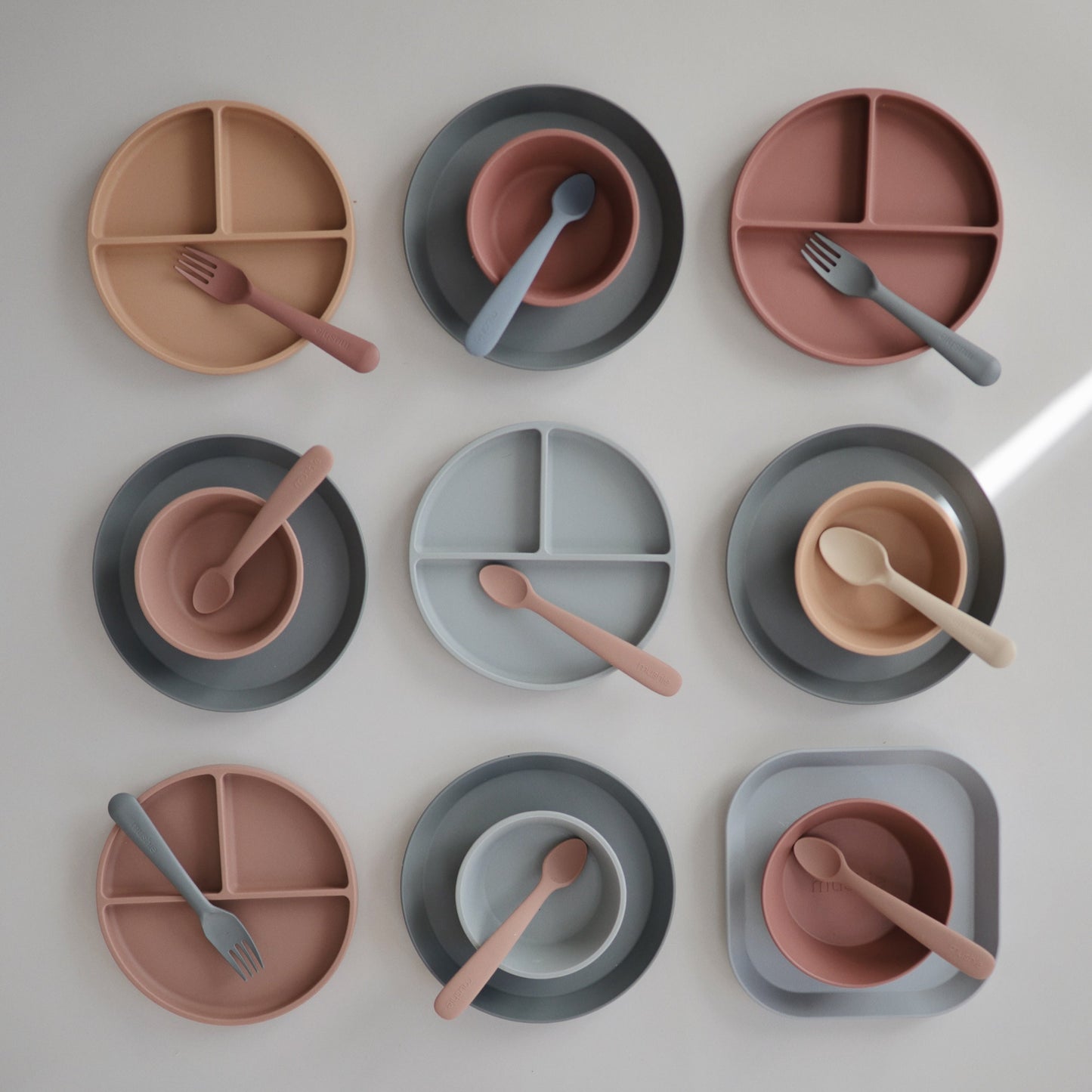 Mushie - Silicone Suction Bowl and Plate - Cloudy Mauve - mix and match