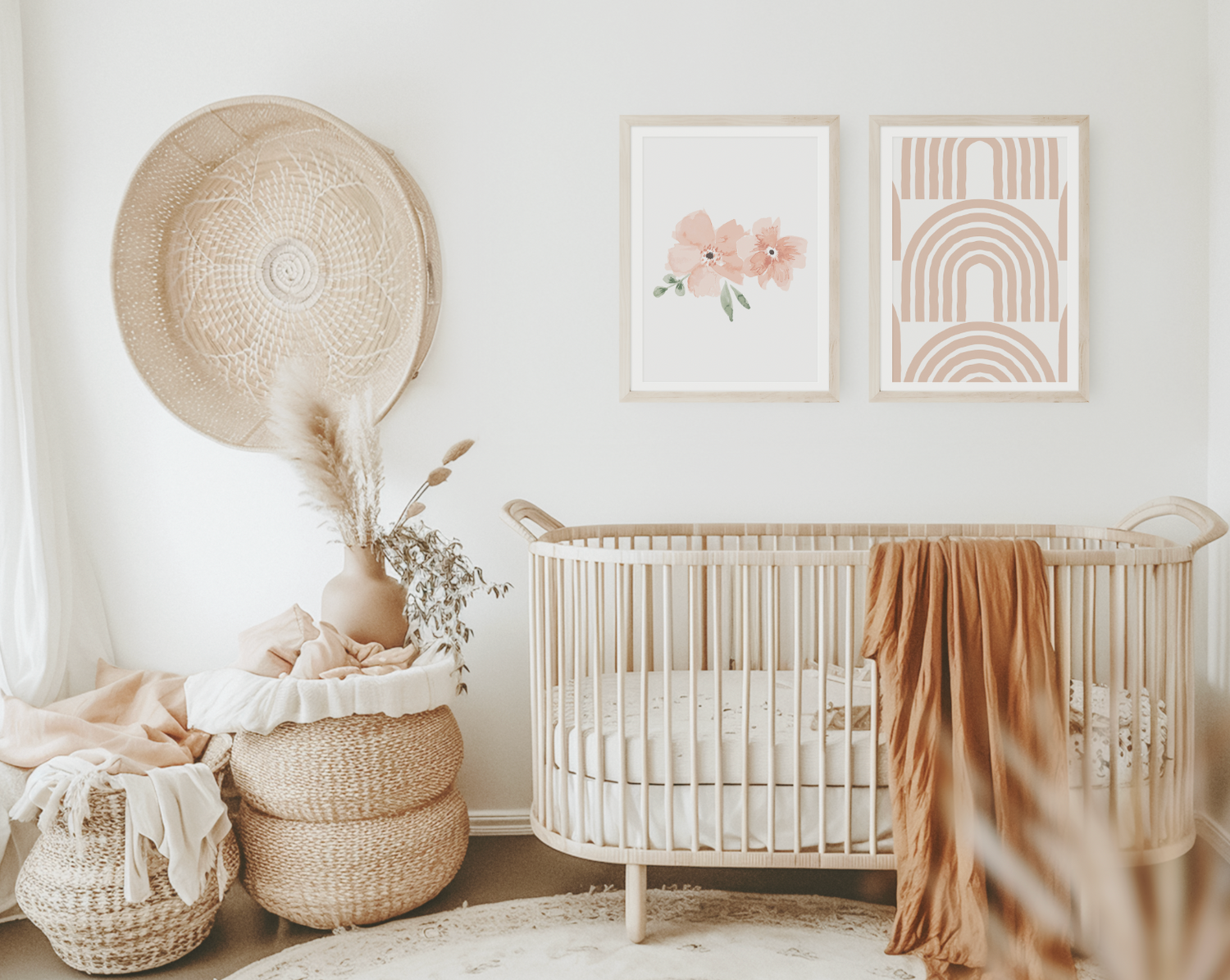 Free printable nursery art - flowers and rainbows