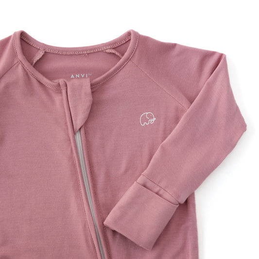 Anvi Baby - Two-Way Zipper Sleepsuit Set of 3 (Lilac, White, Mocha) - pink close up