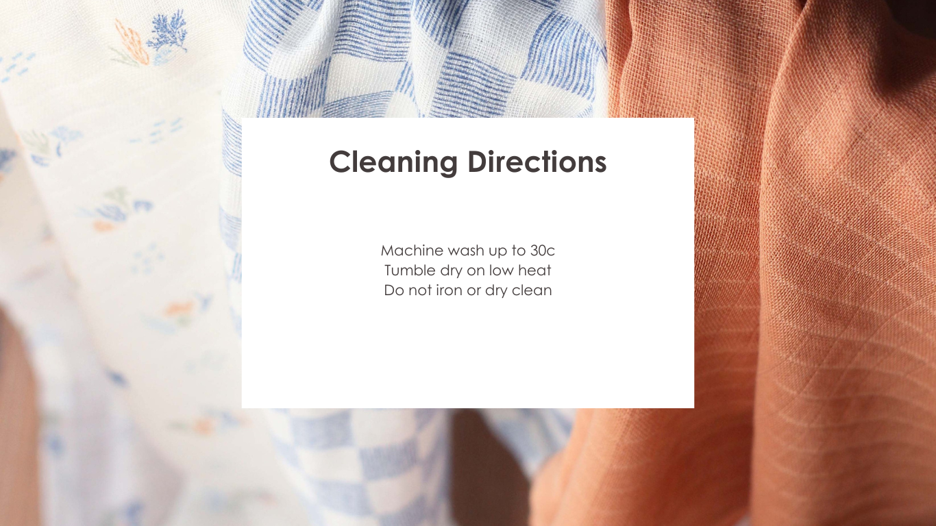 Avery Row - Muslin Squares (Coastline) - cleaning directions