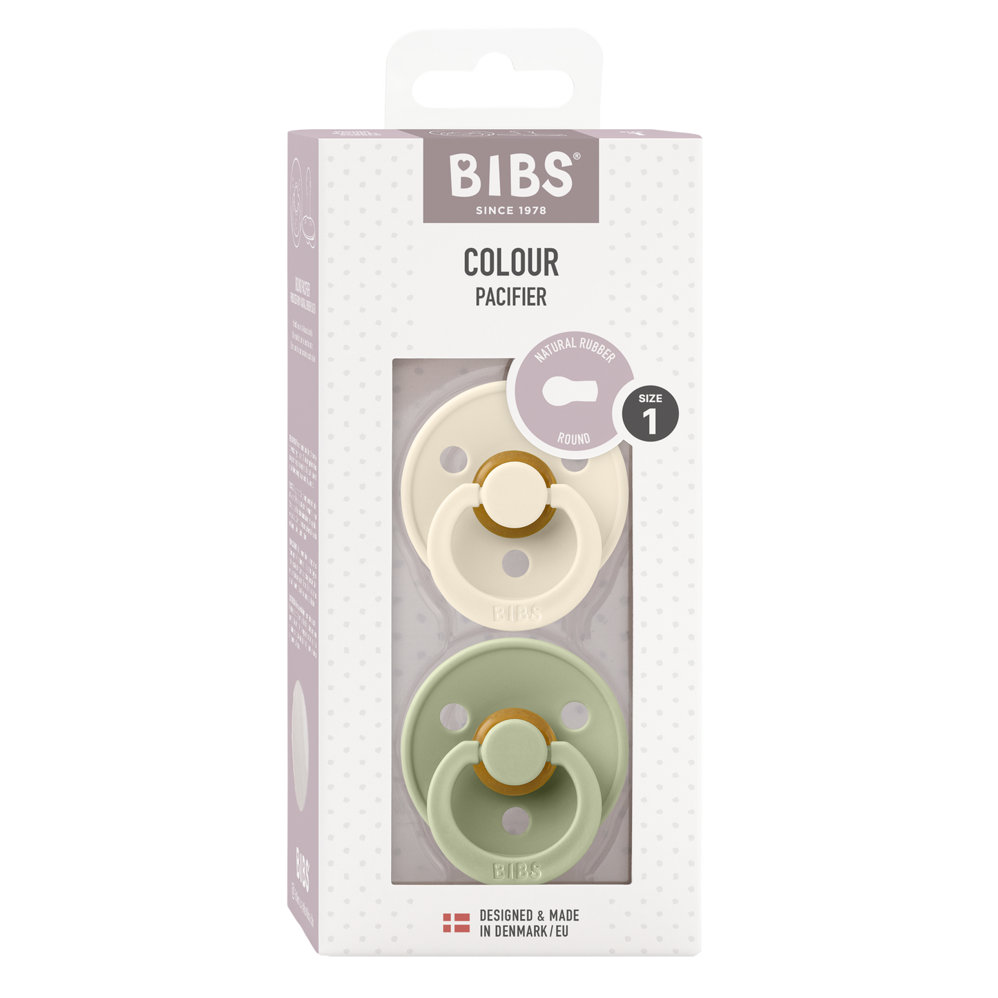 BIBS colour dummies - sage and ivory packaging - BIBS Colour Dummies Size 1 - soothers