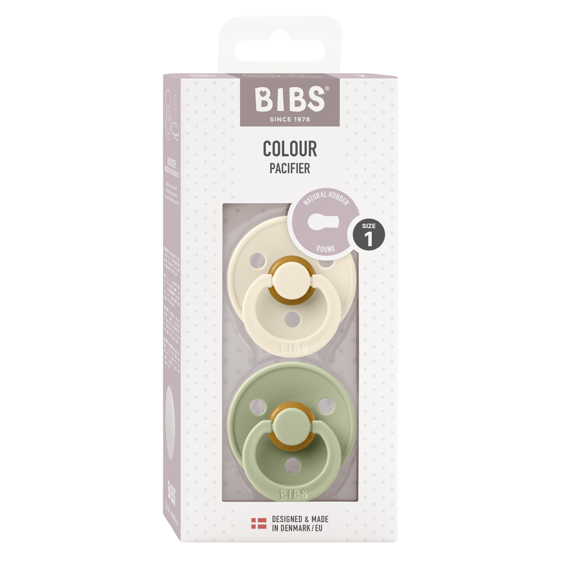 BIBS colour dummies - sage and ivory packaging - BIBS Colour Dummies Size 1 - soothers
