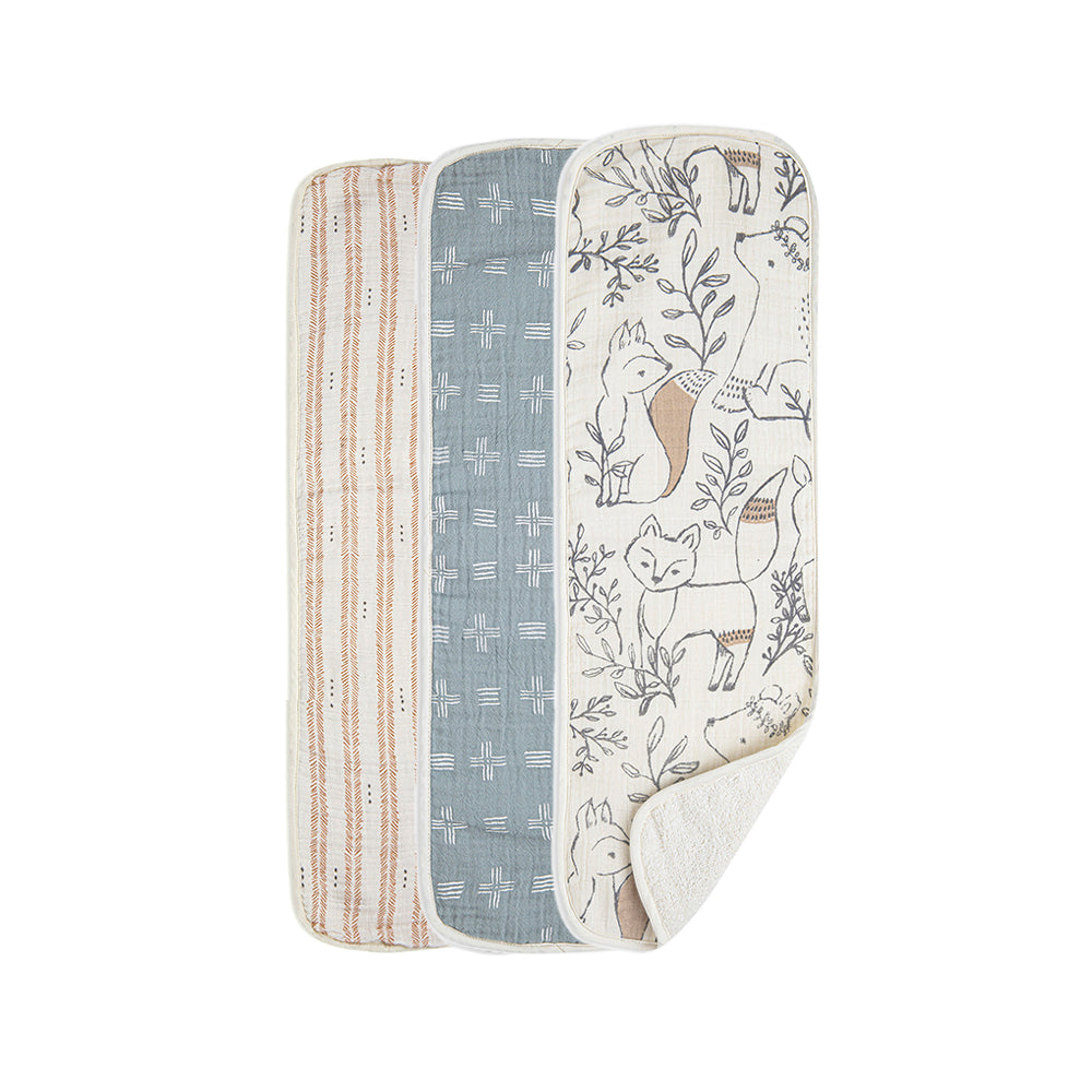 Crane Baby - Burp Cloths (Ezra) - 3 together - burping cloths for babies - dribble bibs