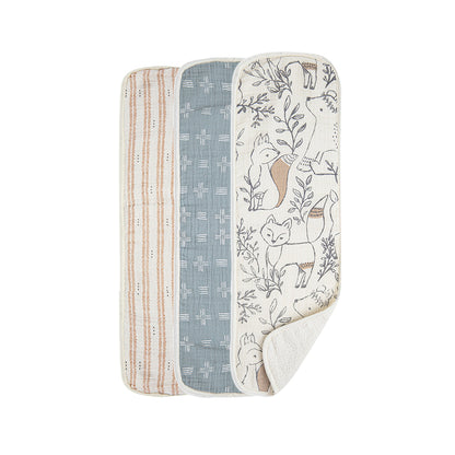 Crane Baby - Burp Cloths (Ezra) - 3 together - burping cloths for babies - dribble bibs