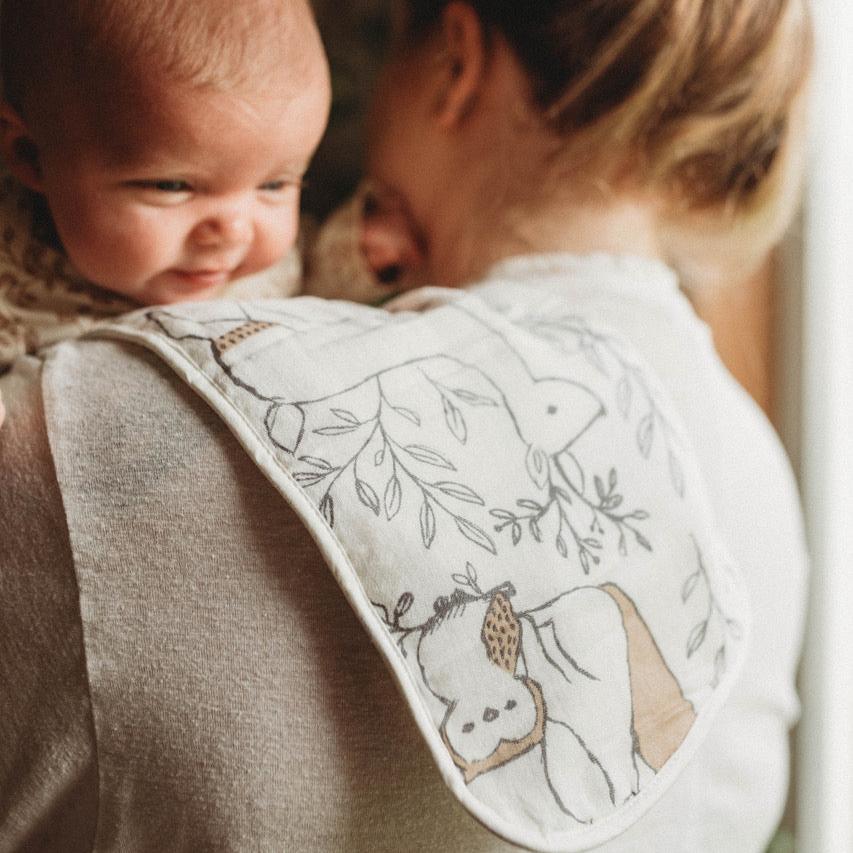Crane Baby - Burp Cloths (Ezra) - baby stock photo owl fox deer bib
