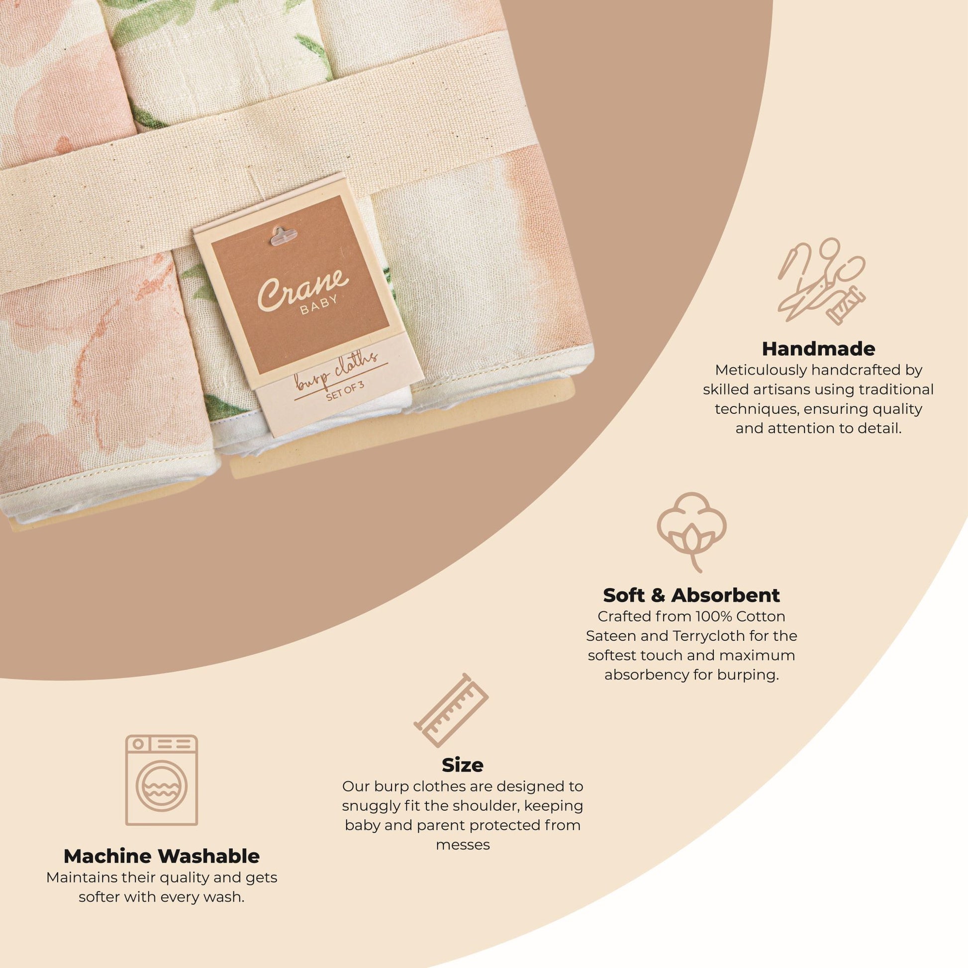 Crane Baby - Burp Cloth (Parker) - benefits