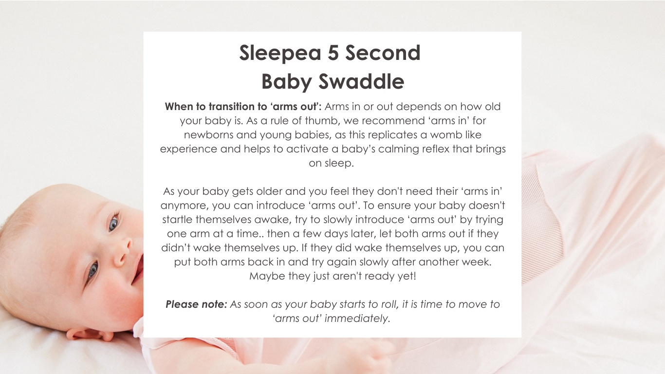 Happiest Baby Sleepea - when to transition from arms in to arms out