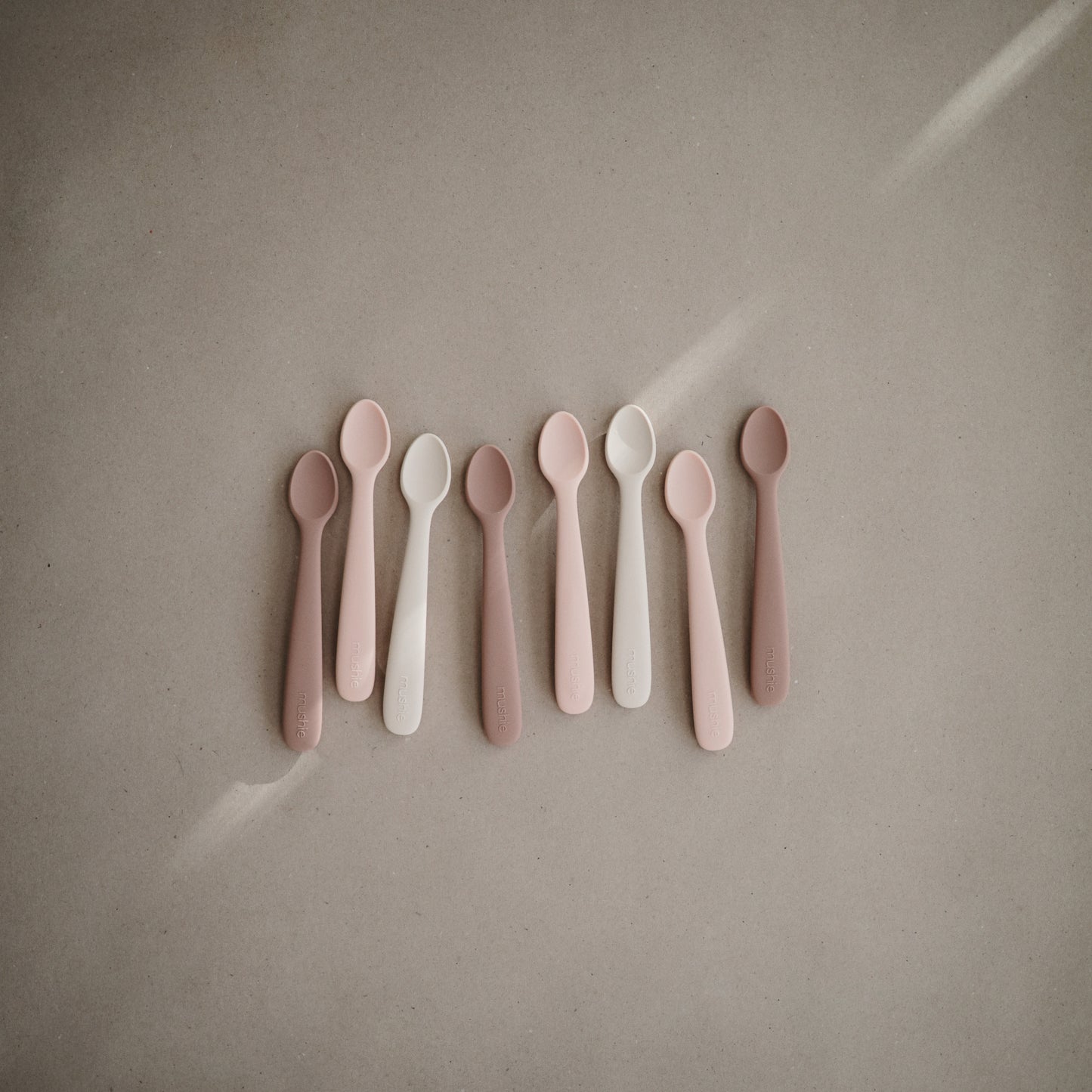 Mushie Silicone Feeding Spoons - nude and beige collection (Ivory x2 pair)