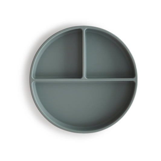 Mushie - Silicone Suction Plate - Dried Thyme - front - baby weaning toddler - toddler plate