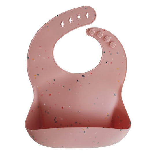 Mushie Silicone Bib - pink confetti - no background